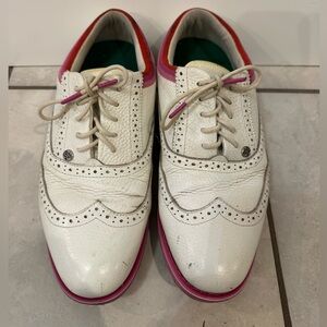 G/FORE Grosgrain Brogue Gallivanter Women's Golf Shoe Pink US 10 pebble leather